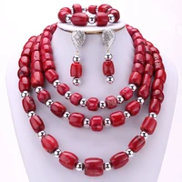 4ujewelry latest 13 15mm nigerian coral beads necklace jewelry set red wine african coral beads nigeria for women