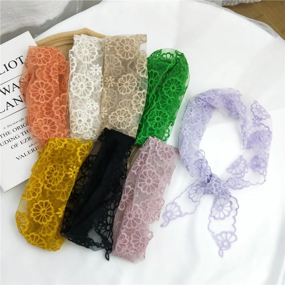 Женский модный треугольный шарф однотонный кружевной полый корейский цветочный