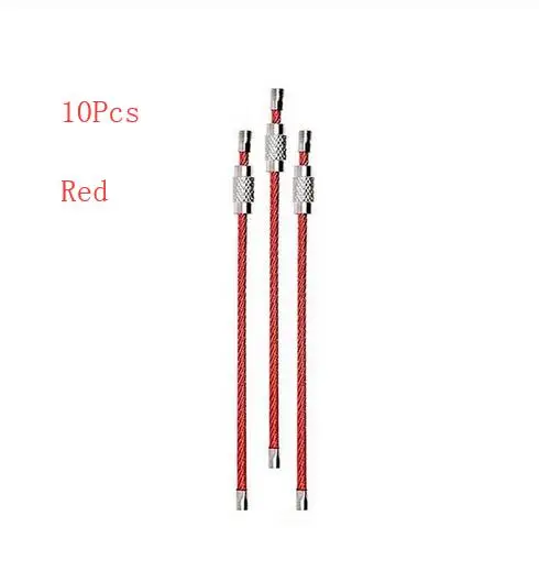 Red 10 шт./лот, красочный EDC брелок, нержавеющая сталь, инструменты для улицы, карабин, брелок, брелок, трос, держатель для ключей, винтовой замок - Цвет: Red