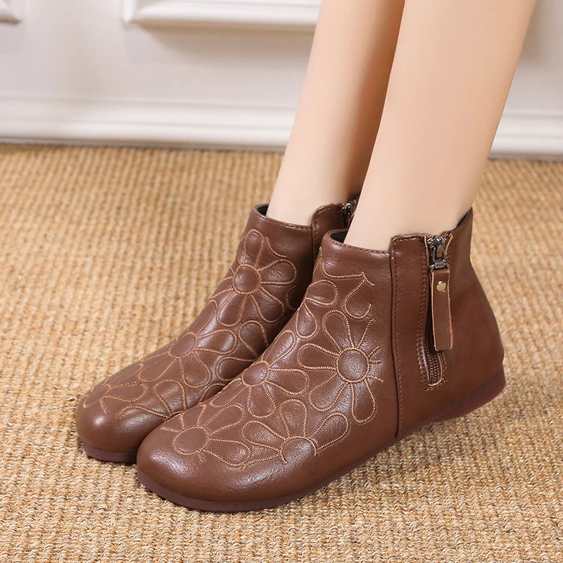 

Low Heel Leather Boots Zanpace Women Boots Fashion Ankle Boots for Women Pointed Pointed-Up Women Shoes Casual Black Red Boots