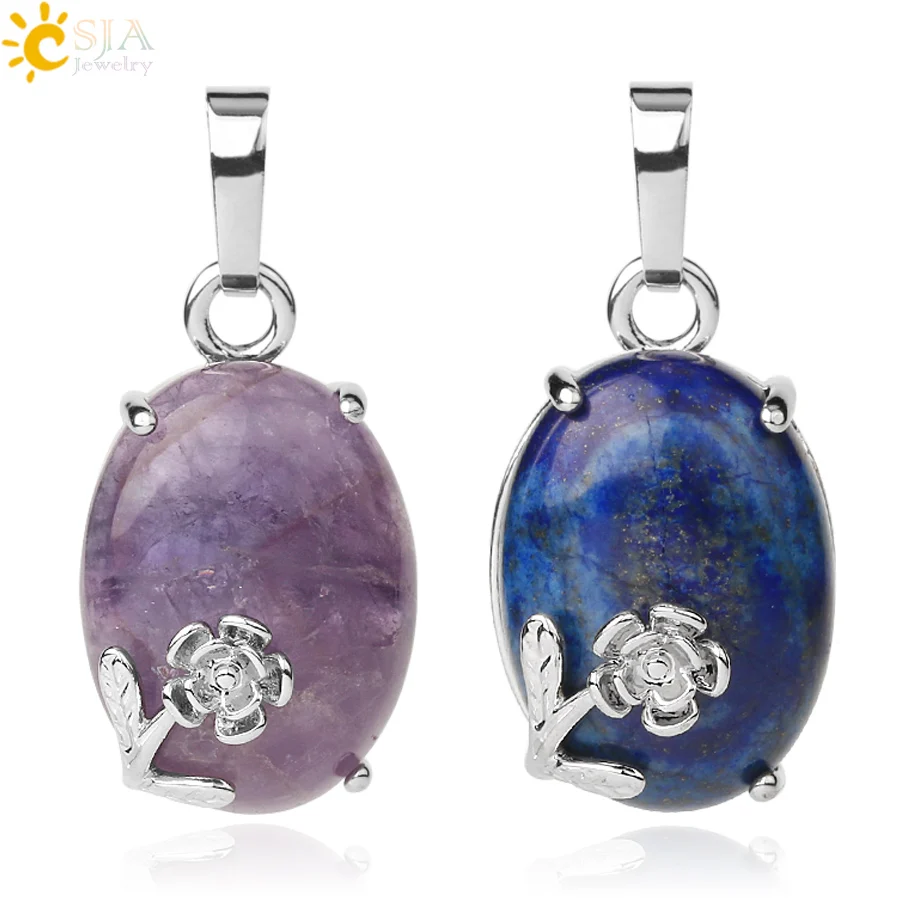 CSJA МИЛЫЙ натуральный камень Крошечный Кулон розовый кварц Лазурит кристалл яйцо