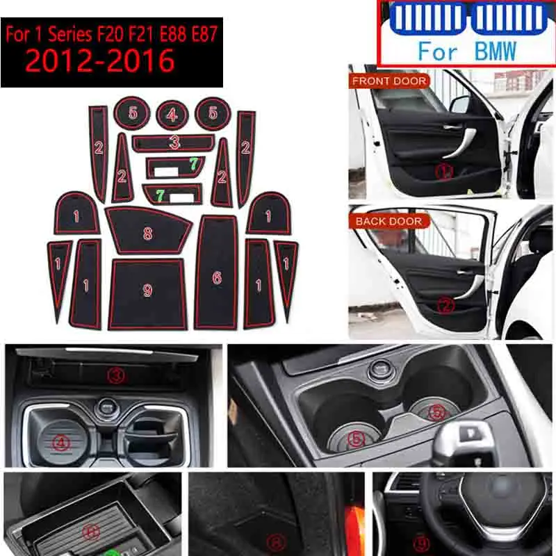 

Автомобильный Стайлинг, дверной коврик, слот для ворот, чашка, нескользящий слот, коврики, колодки для Bmw серии 1 F20 F21 E88 E87 E82 M, силовой стикер
