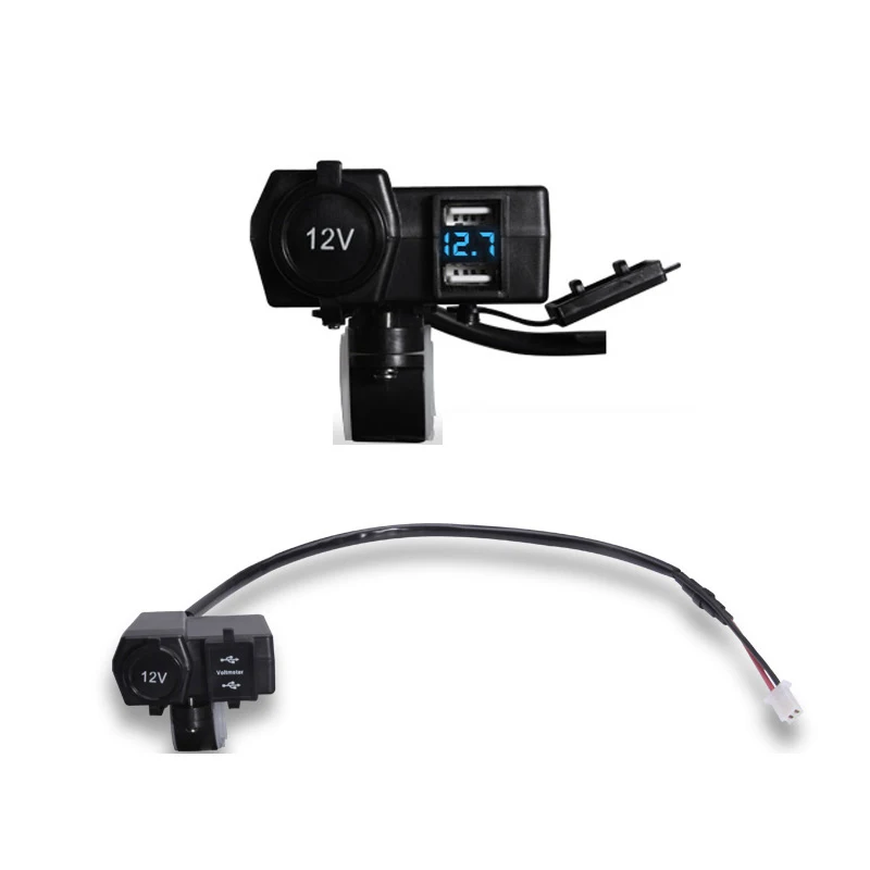 

Car Boat Motorcycle Dual USB Charger With LED Voltmeter Cigarette Lighter Socket