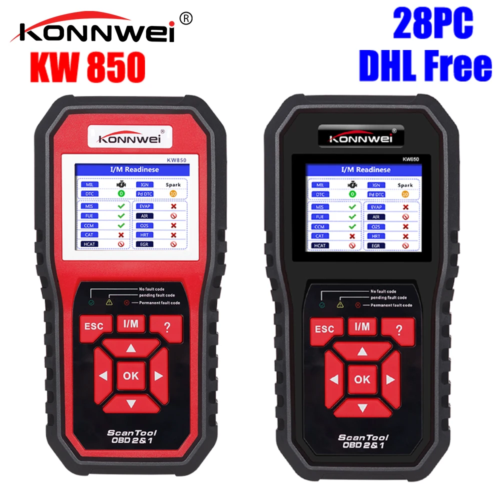 KONNWEI KW850 полнофункциональный OBD2 многоязычный считыватель кодов с бесплатным