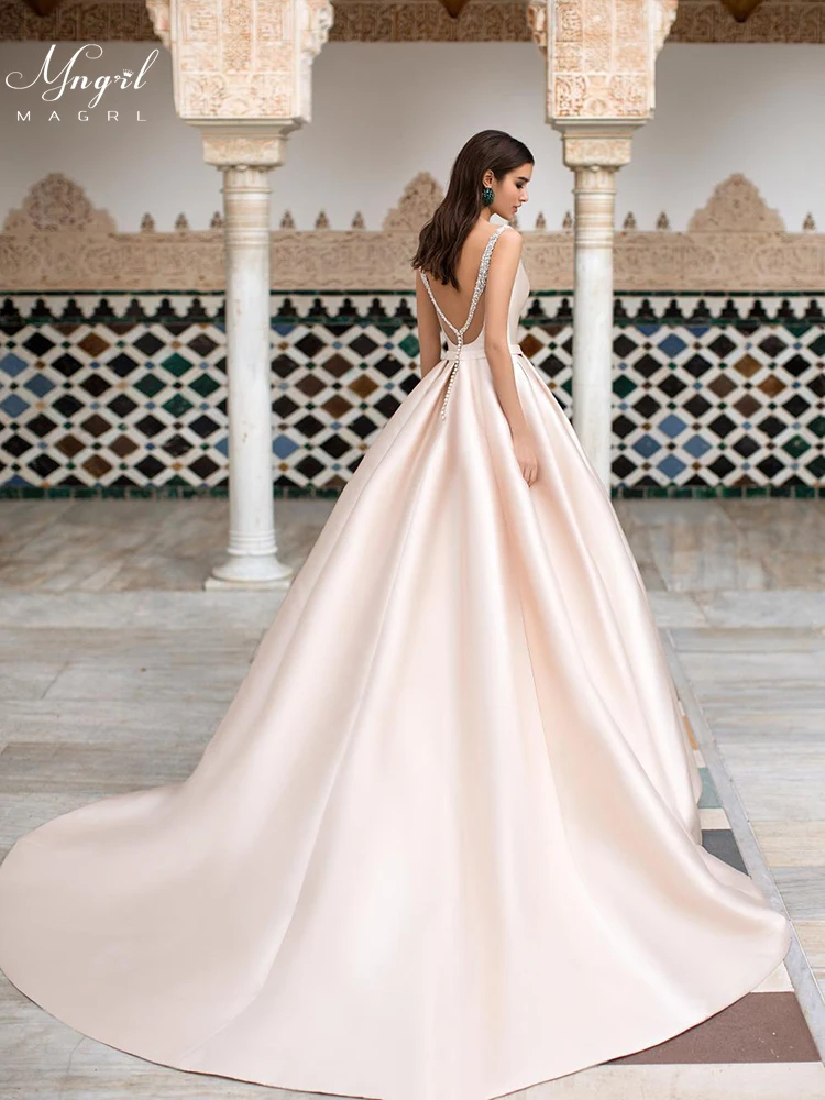 

MNGRL New simple wedding dress backless sleeveless design chiffon lace bride dresses princess dress plus size tailor-made