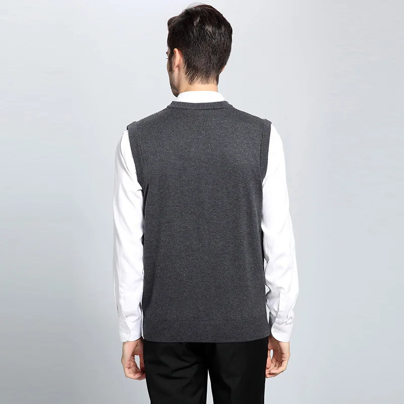 Мужской свитер без рукавов Модный деловой Повседневный Кардиган с v образным