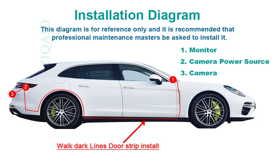 Car Rear View Camera 3 In 1 Dual Sensor Radar Sound Alarm Reversing Standby Camera Universal LED Lights Parking Camera HS042
