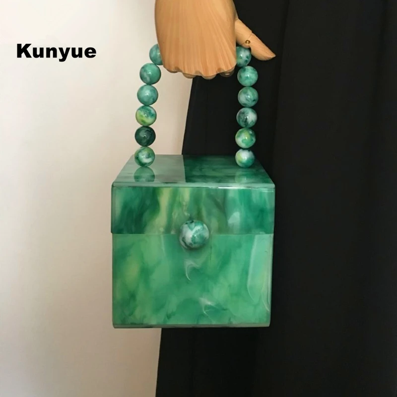 Стильная сумка-мессенджер для невесты клатч из зеленого акрила вечерняя сумка с