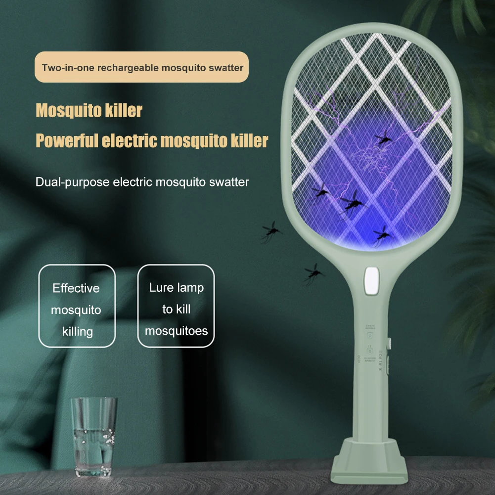 

Electric Fly Swatter Safe Handheld Insects Mosquito Killer Lamp Fly Insects Swatter Bug Trap Rechargeable Tennis Racket Bedroom