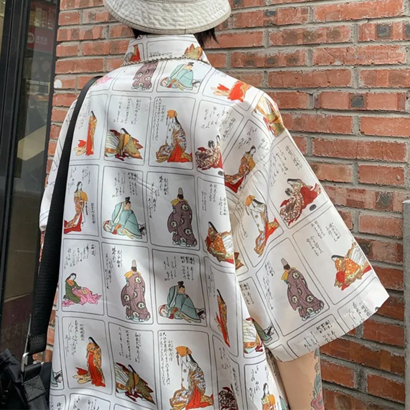 

Summer New Women Tops Refined Personality Printed Shirt Loose Casual Lapel Short Sleeve Women Blouses