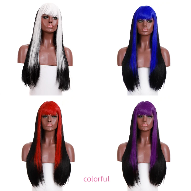 

GGboy Color Wig Long Straight Hair with Golden Tassel Synthetic Wig Women's Heat-resistant Glueless Cosplay Wig