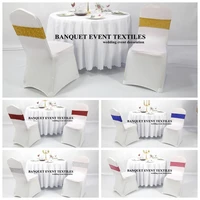 silver gold sequin chair band spandex chair sashes tie bow with buckle for chair cover banquet wedding decoration