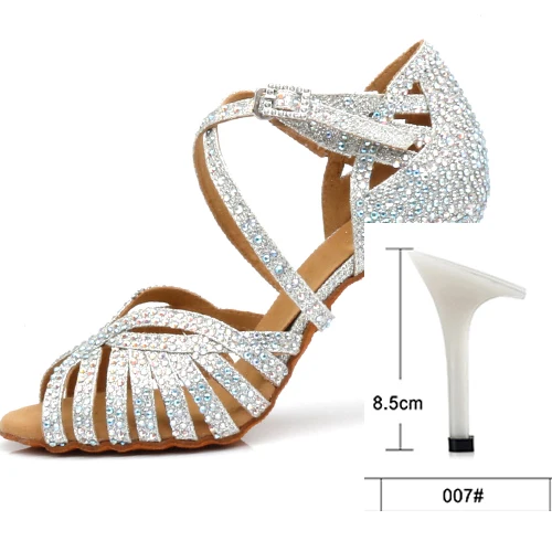 silver heel 8.5cm WUXIJIAO/туфли для латинских танцев; женские туфли на высоком каблуке; черные Серебристые золотистые блестящие удобные туфли для сальсы; вечерние туфли для сальсы - Цвет: silver heel 8.5cm