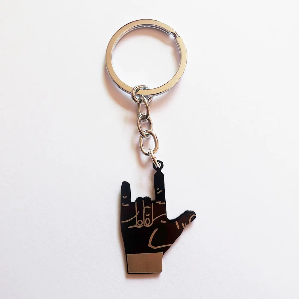 Fashion Hand Rock &amp Roll Keyring Stainless Steel with Black Coating Keychains For Singer Gesture | Украшения и аксессуары
