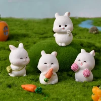 mini cute rabbit animal figurine resin craft diy micro landscapes fairy garden home cake decoration hot desktop office ornaments