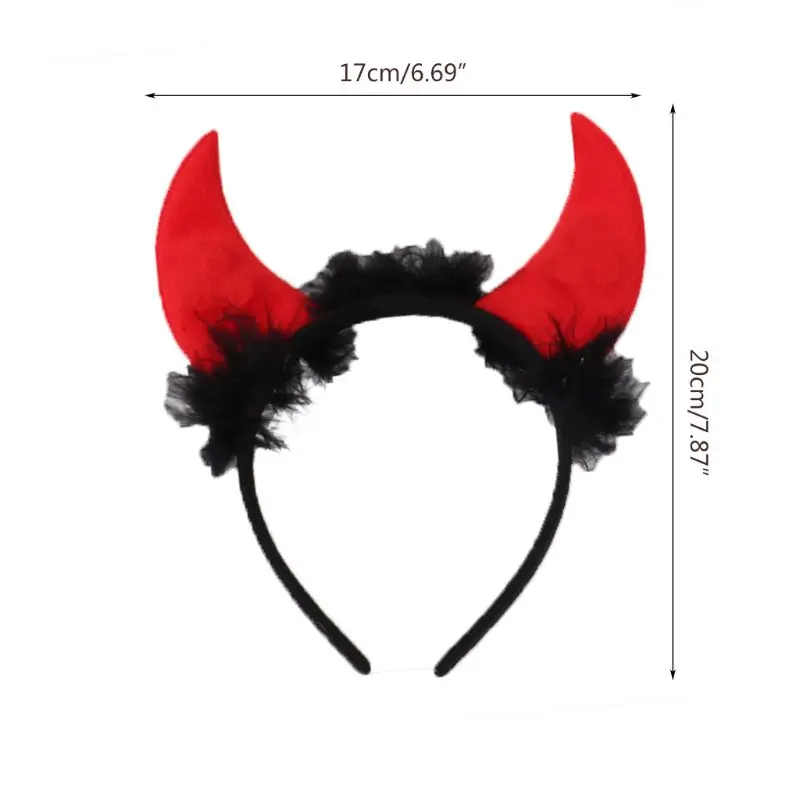 Светодиодный светильник на Хэллоуин ободок с дьявольским рогом и пушистыми