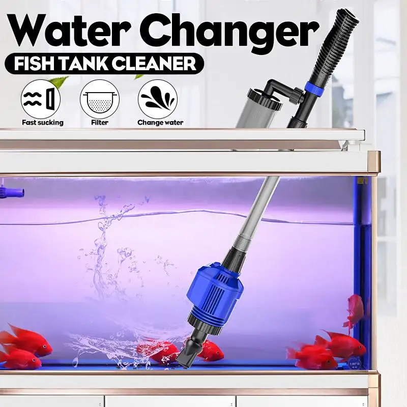 

Aquarium Sand Washer Powerful Suction Electric Syphon Operated Fish Tank Vacuum Gravel Siphon Filter Water Changer Cleaner 220V