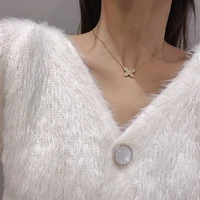 sell well in europe and america retro butterfly zircon pendant fashion titanium steel collarbone chain ins cold wind new necklac