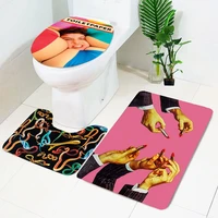 Tolietpaper Toilet Seat Cover Rug Bib Creative Funny Magazine Illustration Commode Decoration Bathroom Accessories Mat 3pcs Set
