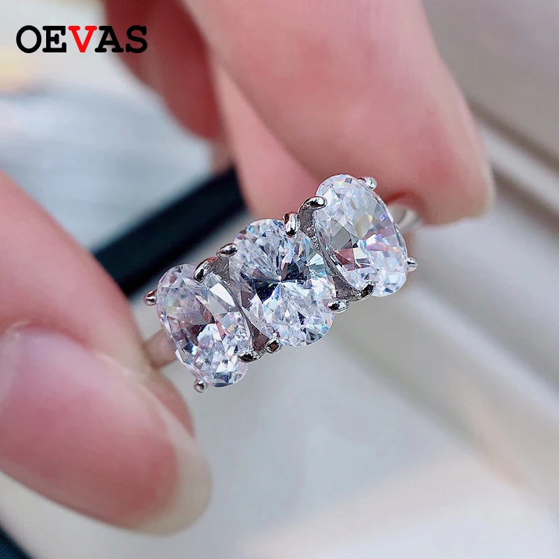 

OEVAS 100% 925 Sterling Silver Sparkling Pigeon Egg Oval High Carbon Diamond Rings For Women Party Fine Jewely Anniversary Gift