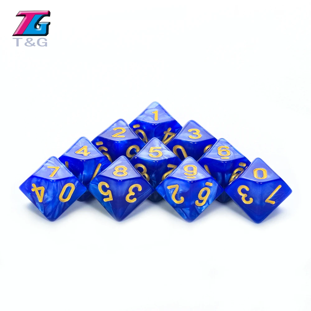 T & G 10 шт./компл. многогранные D10 Боковые кости DND игры для мраморного эффекта