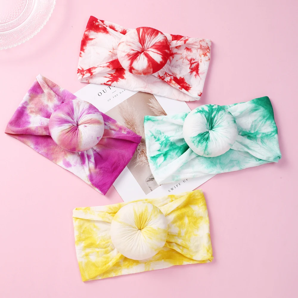

Soft Nylon Baby Headband For Children Tie Dye Kids Headwear Infant Turban Donut Children Headdress Baby Hair Accessories Girls