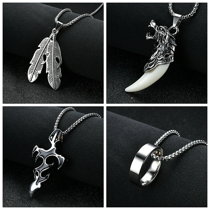 Мужское ожерелье с подвеской из нержавеющей стали в стиле панк|Ожерелья