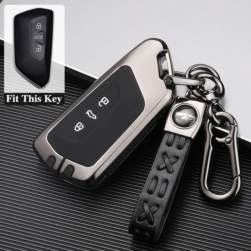 

Zinc Alloy Car Key Cover Case Full Protection Folding key For VW Volkswagen Golf 8 Mk8 2020 Skoda Octavia 3 Buttons Accessories
