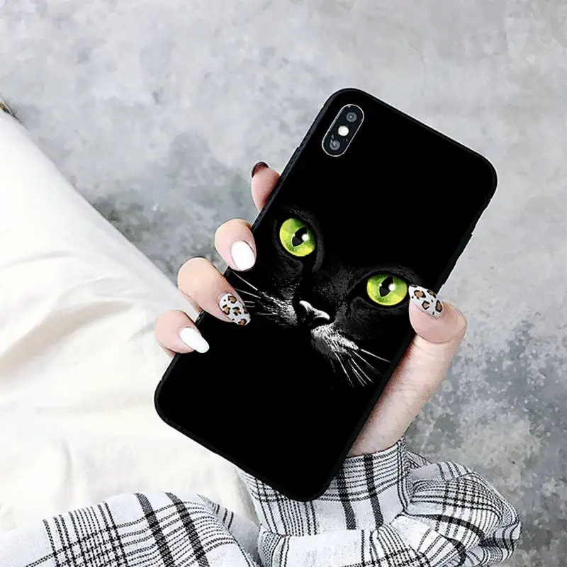 Милый черный чехол TOPLBPCS с котом для телефона iPhone 11 12 13 mini pro XS MAX 8 7 6 6S Plus X 5S SE 2020 XR |