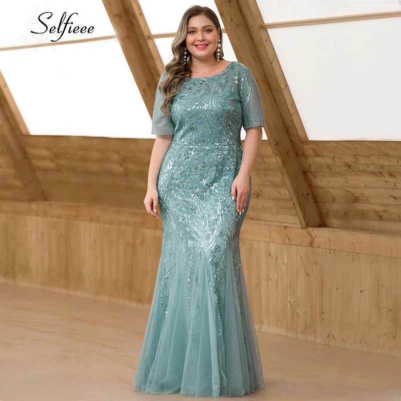 Женское элегантное платье Русалка размера плюс вечерние платья с v образным