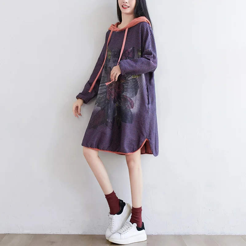 

New Patchwork Long Sleeve Fahsion spring Hoodies Casual Loose Patchwork Female Pullover Tops