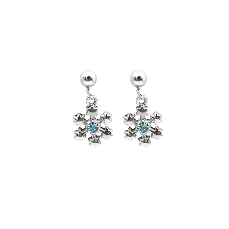 

OBEAR 925 Sterling Silver Blue Zircon Snowflake Stud Earrings for Women Sterling Silver Jewelry Valentine's Day Gift