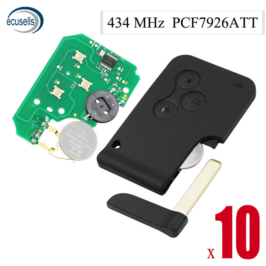 10 шт./лот смарт карта с Дистанционным Ключом и 3 кнопками 7926ATT 434 МГц ID46 PCF7947 чип для