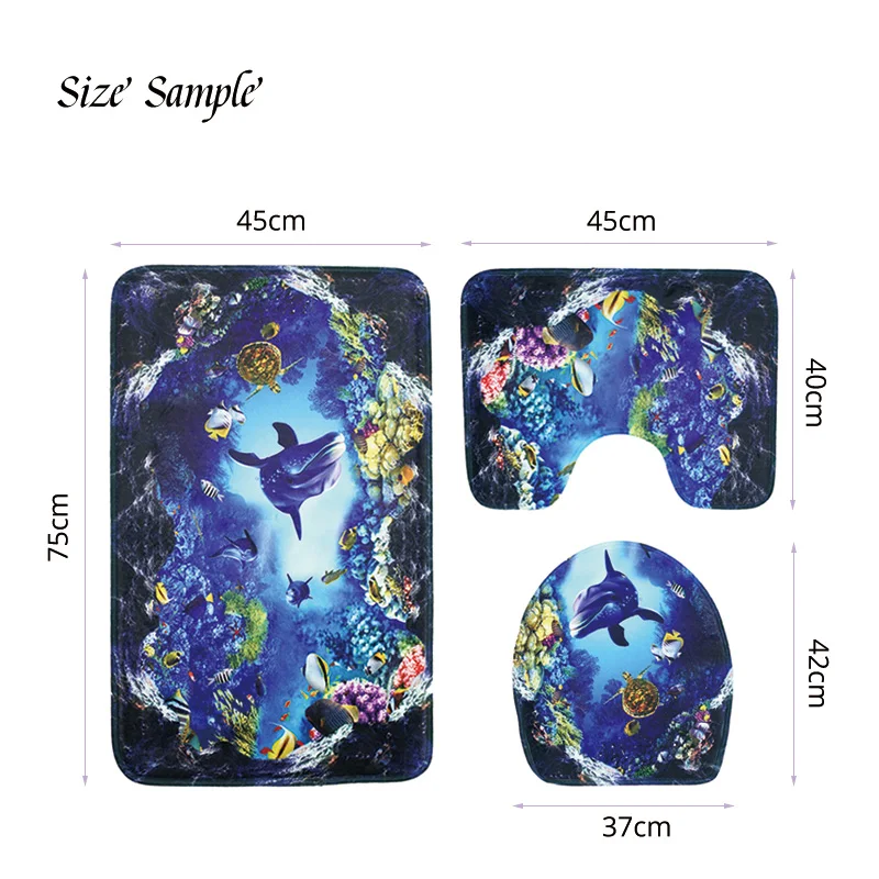 3 шт. Океанский подводный мир коврик для ванной фланелевый набор туалетных