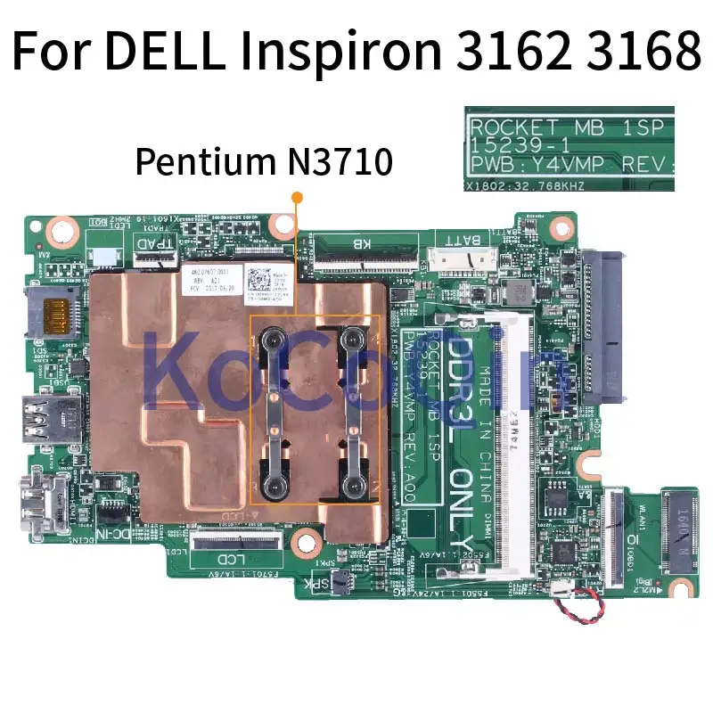 

For DELL Inspiron 3162 3168 Pentium N3710 Notebook Mainboard 15239-1 0FK63J SR2KL DDR3 Laptop Motherboard
