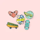 Модная креативная металлическая эмалированная брошь для скейтборда в стиле экстремального спорта крутой значок для скейта на открытом воздухе лацкан рюкзак ювелирные изделия аксессуары в подарок