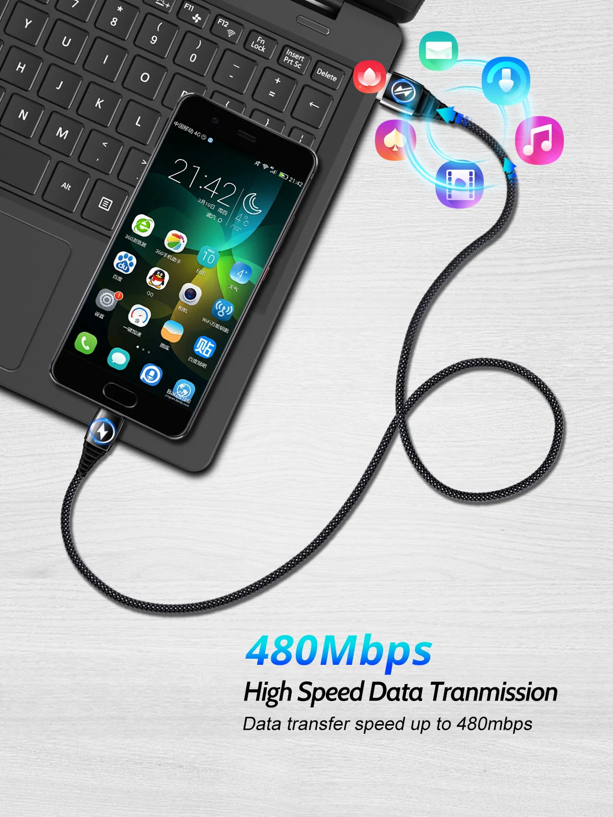 Usb-кабель FONKEN 5A type C для быстрой зарядки телефона USB C шнур 0,3 м 1 м нейлоновый Плетеный Универсальный зарядный кабель type-C для передачи данных