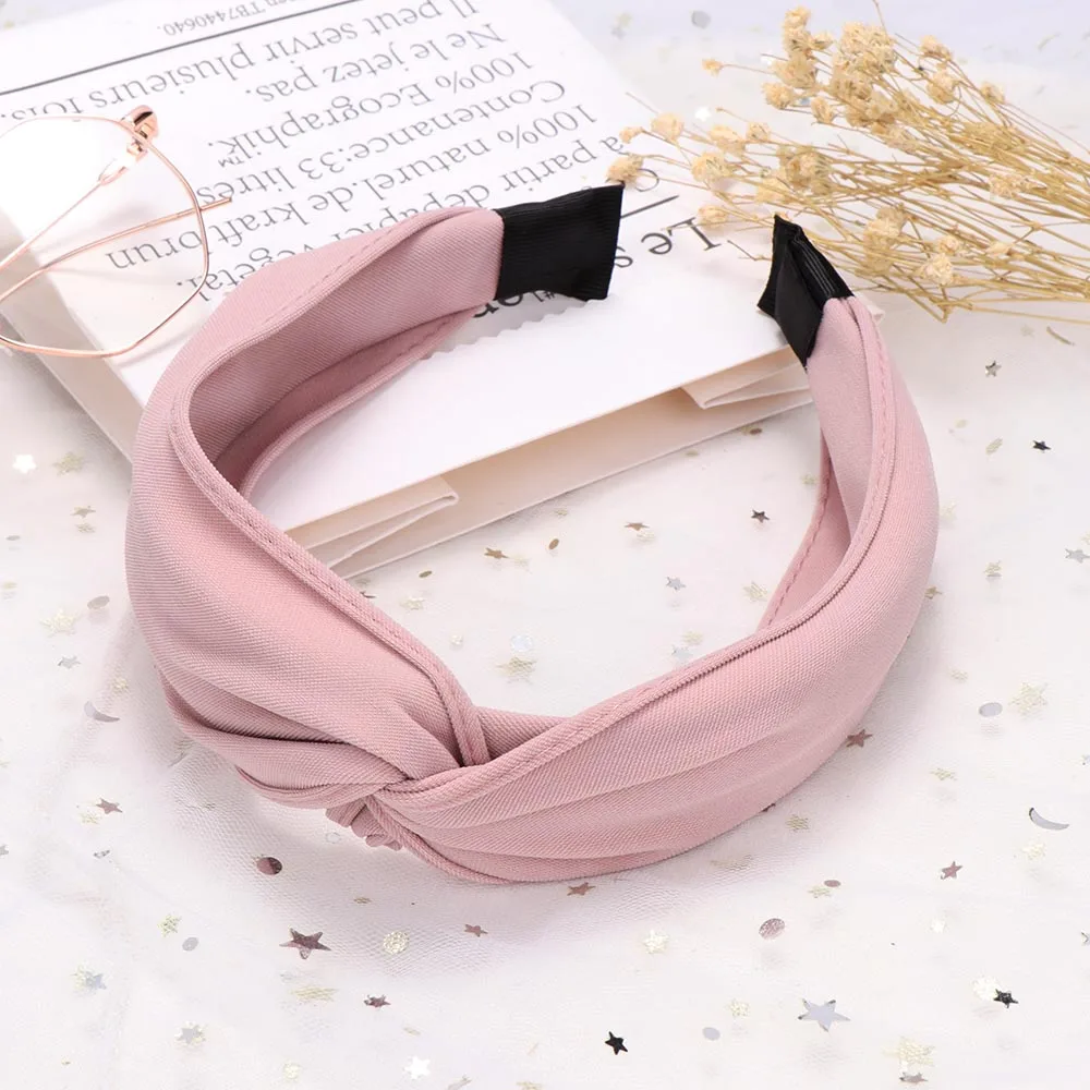 pink 25 стилей, модная женская замшевая повязка на голову с бантом, винтажные резинки для волос с перекрестным узлом, тюрбан для девушек, повязка на голову, аксессуары для волос - Цвет: pink