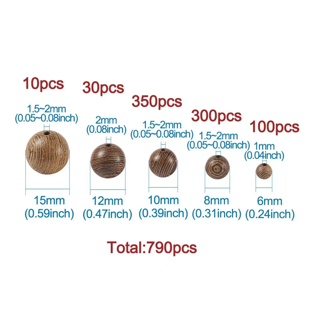 

Mixed Size Round Wood Beads for Bracelets Necklaces Earrings Jewelry Making DIY Undyed Camel 6mm 8mm 10mm 12mm 15mm Hole: 1-2mm