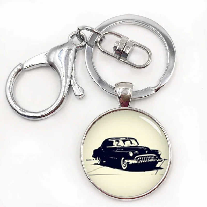 Бренд гоночный двигатель Серебристый Брелок для ключей Винтаж GT гонки силуэт арт
