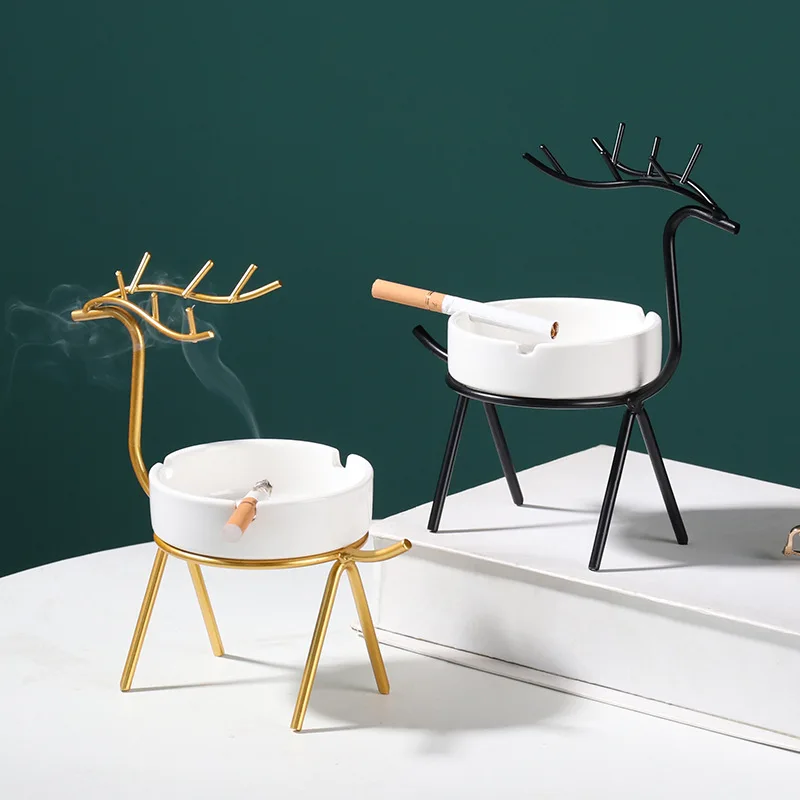 

Nordic Fawn Ashtray Ceramic Ashtray Ornaments Elk Home Decoration Ash Tray Office Windproof Ashtray Desktop