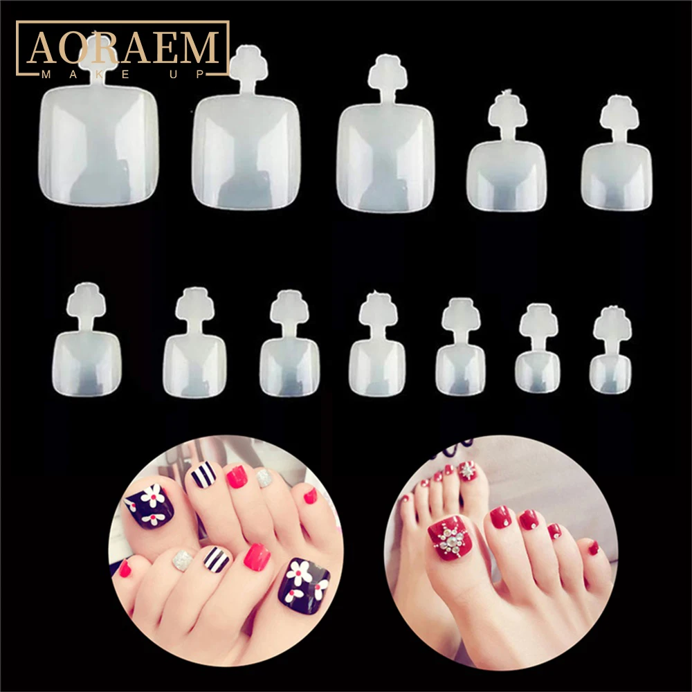 

AORAEM 600pcs Press On Toenails Manicure Fake Toe Nail False Art Natural Acrylic Artificial Toes Design Foot Nails Tips DIY Tool