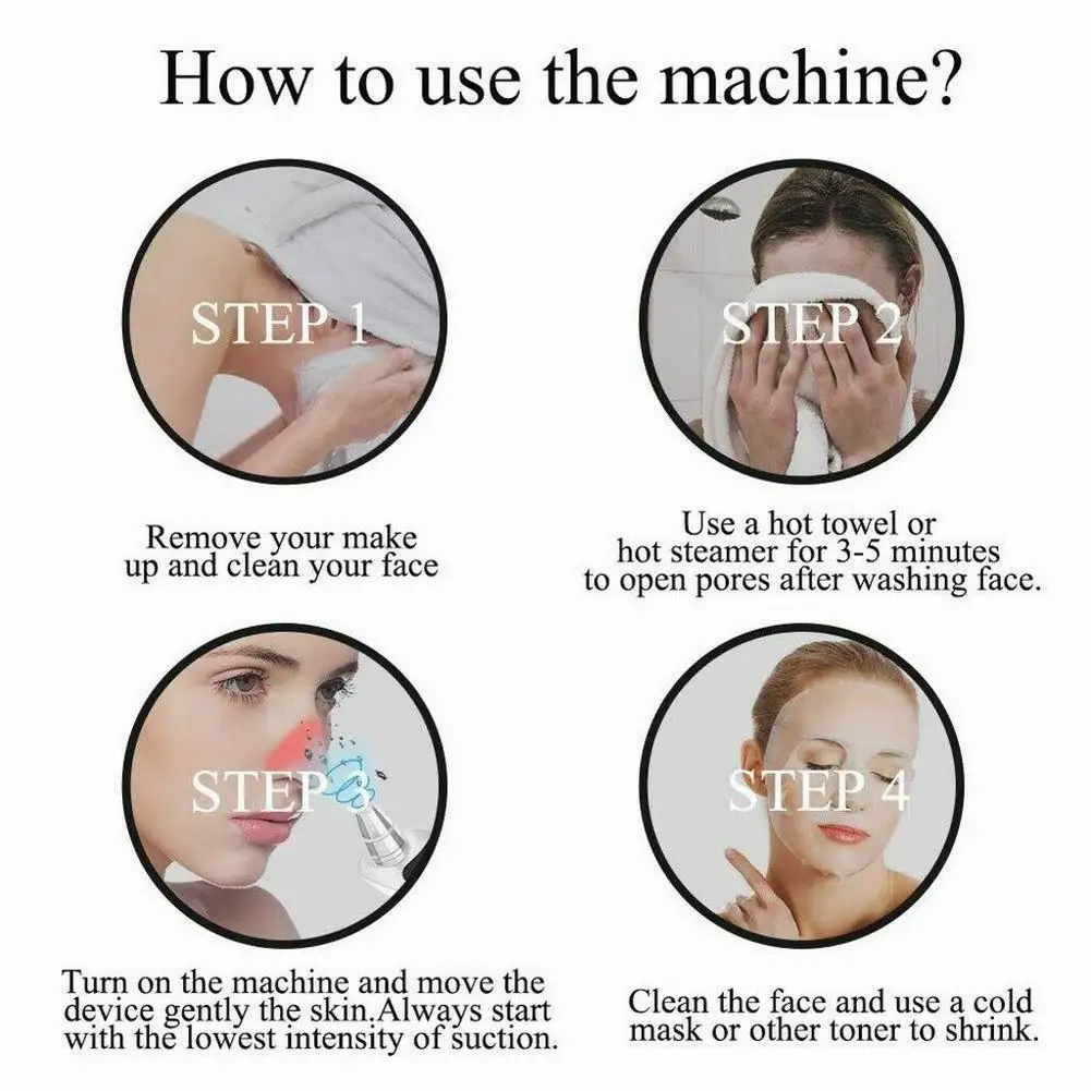 

Facial Cleaner Nose Blackhead Remover Deep Pore Acne Pimple Removal Vacuum Suction Diamond T Zone Beauty Tool Face Household SPA