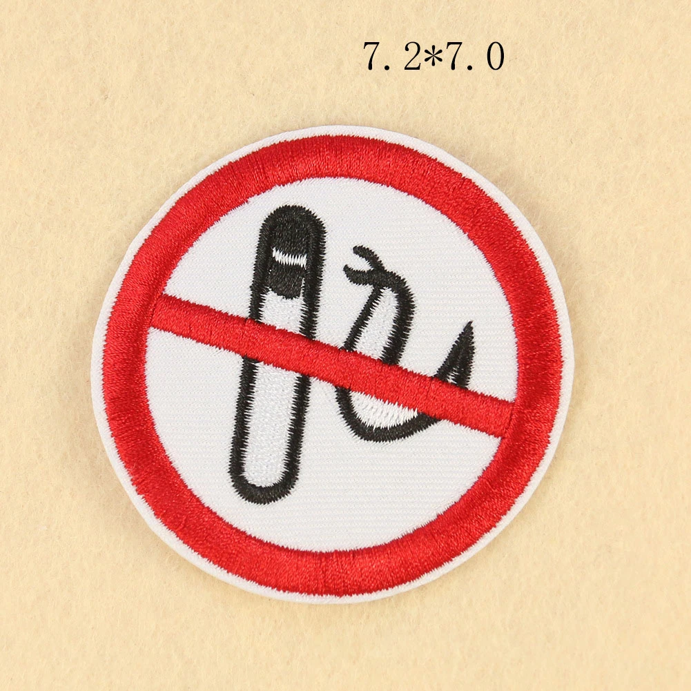 Cartoon No Alien Smoking Stop Symbol Round Applique Iron On Patches Clothes Embroidered Badges For Clothing T-shirt | Дом и сад