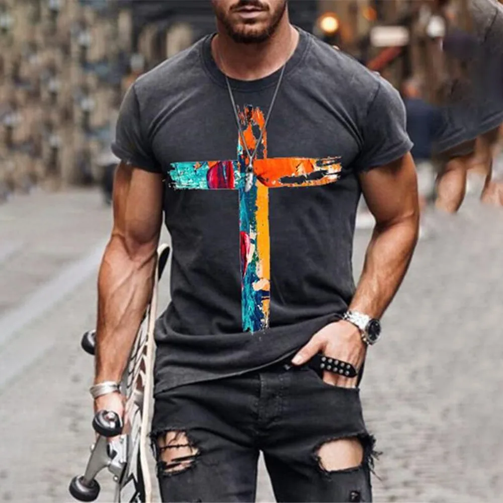 

2021 Summer New Mens Oversized Vintage Short Sleeve T Shirts Fashion Harajuku Ethnic Printed O Collared Tshirts Camiseta Mujer