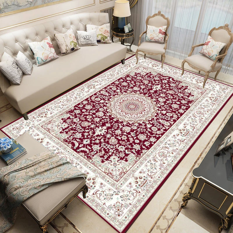 

Persian Carpet Hand Woven Cotton Linen Carpet Pad Turkish Ethnic Style Luxury for Living Room Coffee Table Office Floor Mat