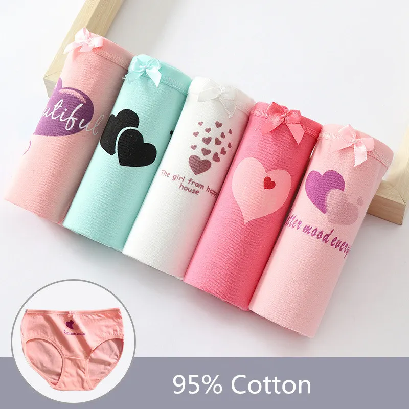 Для женщин розовые трусики 5 шт./компл. хлопок сплошной Цвет для девочек