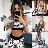 printed breathable yoga sets sexy women sportswear halter bra leggings tight fitness sports suit yoga set tracksuit for women
