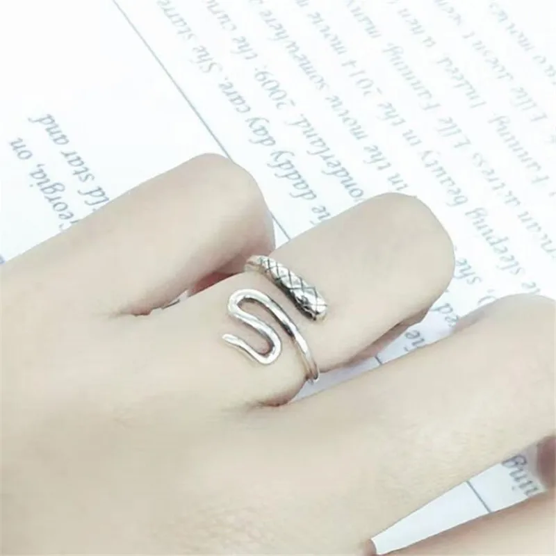 

Fashion 925 Sterling Silver Snake Rings For Women Adjustable Size Finger Rings Girls Party Wedding Jewelry