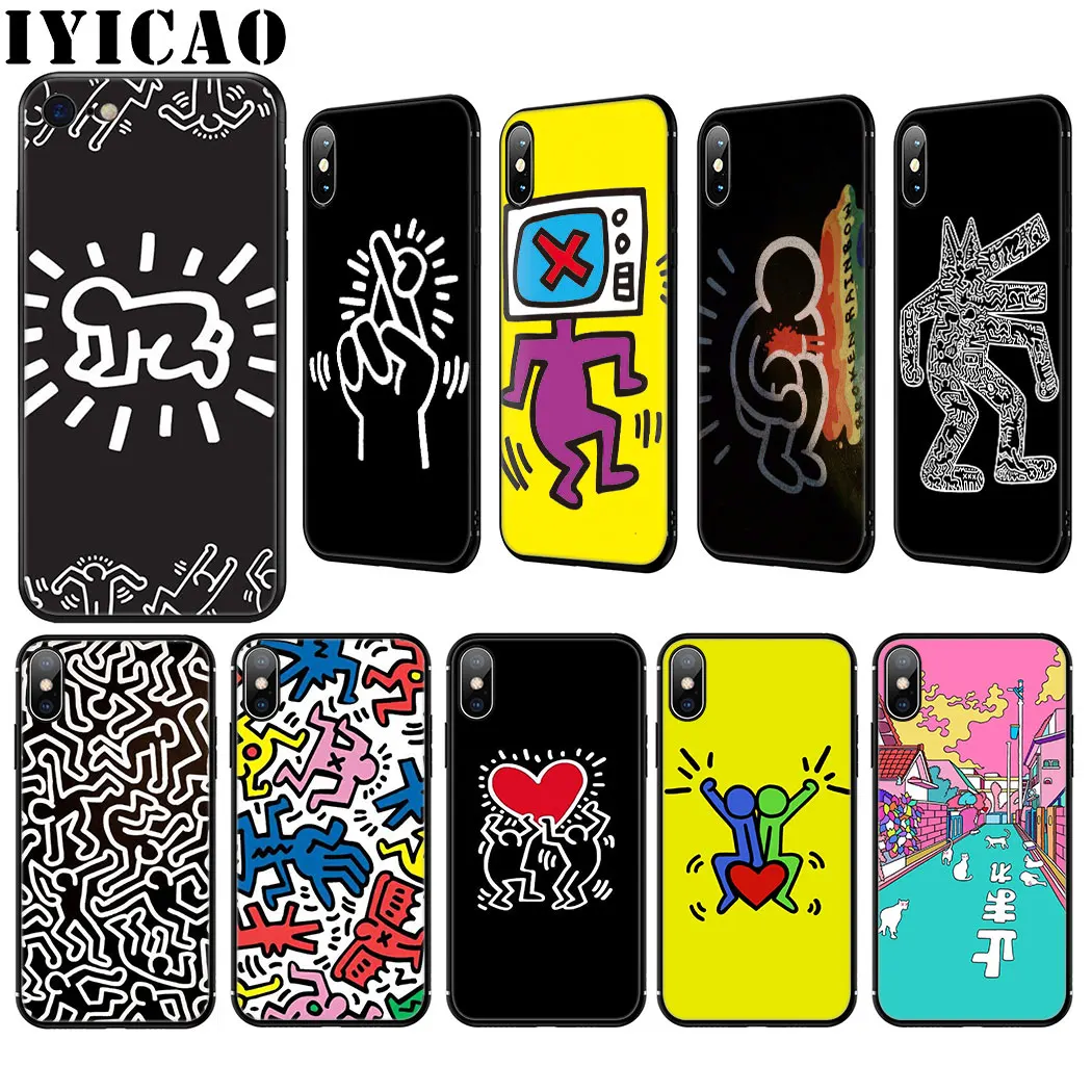 Мягкий силиконовый чехол Keith Haring для iPhone 11 Pro Max XR X XS 8 7 6 6S Plus 5 5S SE |